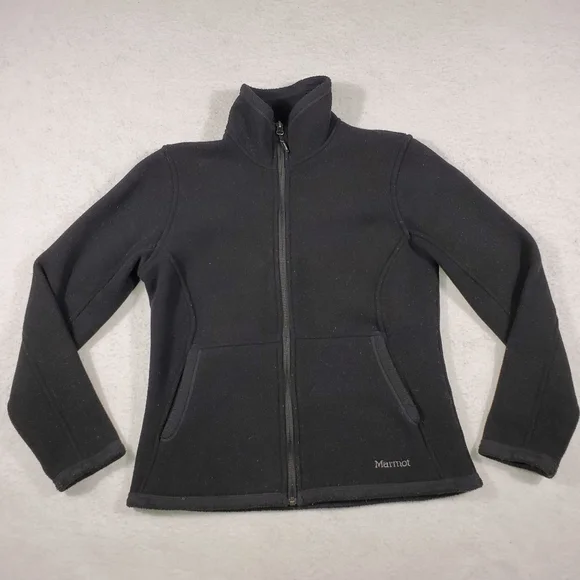 Marmot Black Full Zip Soft Warm Fleece Jacket Womens Size Small Outdoor Winter - Picture 2 of 8